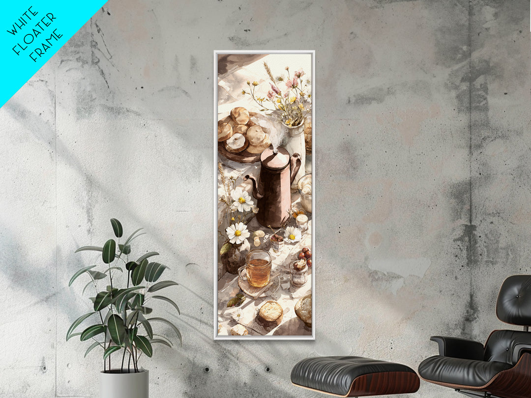 Tea Kettle with Steam and Wildflowers Canvas Print, Kitchen Art, Statement Artwork, Kitchen Decor, Fine Art, Kitchen, KIT-1x3-98