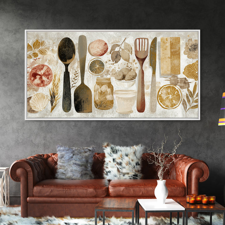 Kitchen Utensil Silhouettes Canvas Print, Kitchen Art, Contemporary Art, Kitchen Decor, Abstract Art, Kitchen, Kitchen Wall Art, KIT-2x1-41