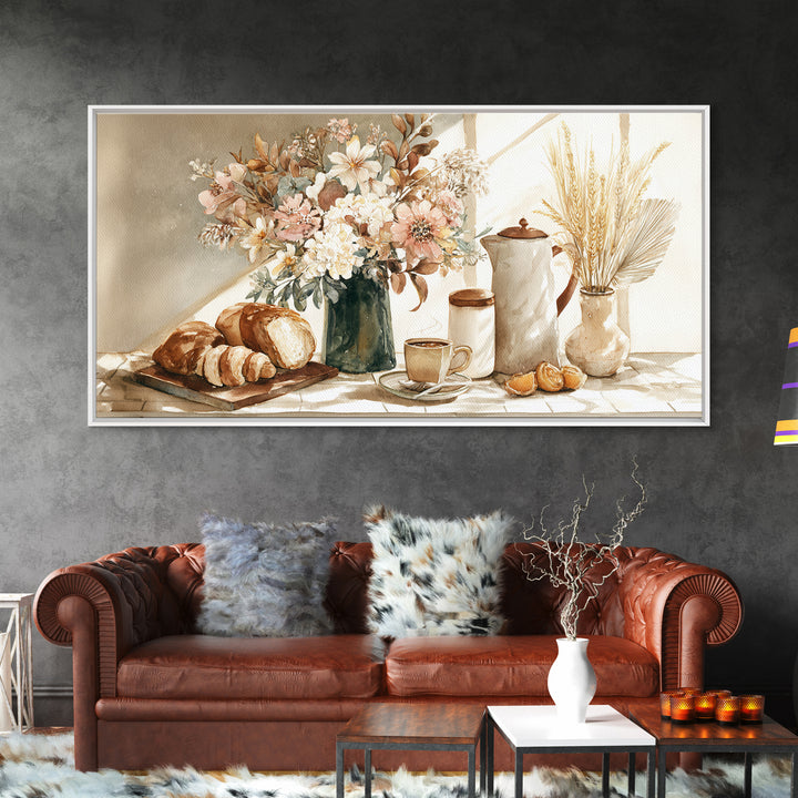 Floral Bouquet in a Kitchen Pitcher Canvas Print, Kitchen Art, Textured Painting, Kitchen Decor, Fine Art, Kitchen, KIT-2x1-44