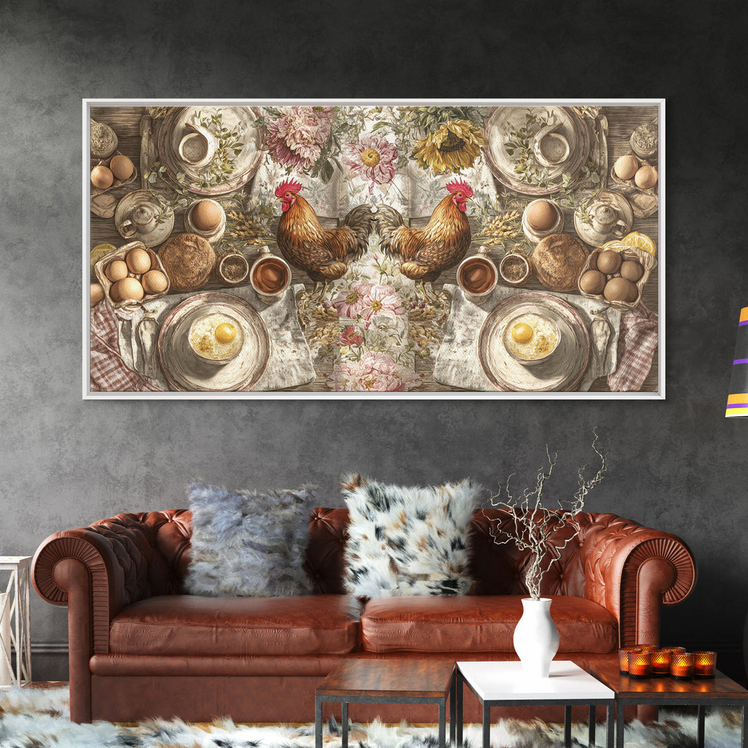Rooster Portrait for Country Kitchen Charm Framed Canvas Print, Kitchen Art, Print, Kitchen Decor, Fine Art, Kitchen, KIT-2x1-60