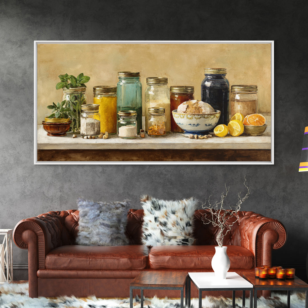 Watercolor Spice Jars Without Readable Labels Canvas Print, Kitchen Art, Kitchen Decor, Kitchen, Kitchen Art Print, KIT-2x1-81