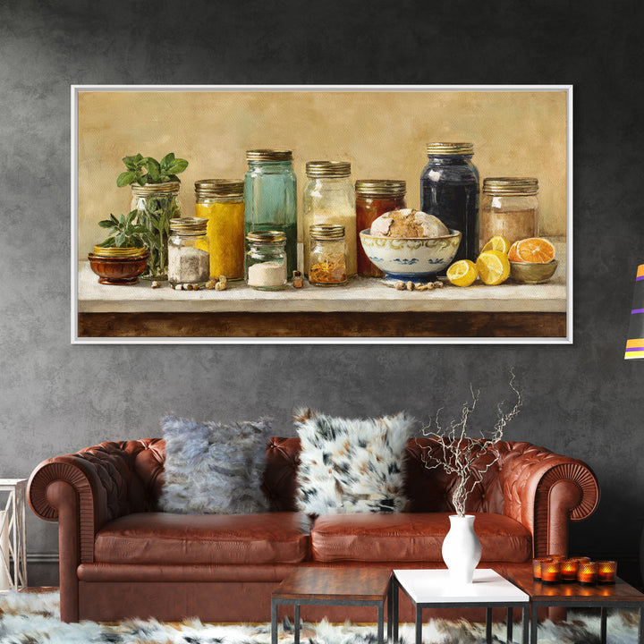 Watercolor Spice Jars Without Readable Labels Canvas Print, Kitchen Art, Kitchen Decor, Kitchen, Kitchen Art Print, KIT-2x1-81