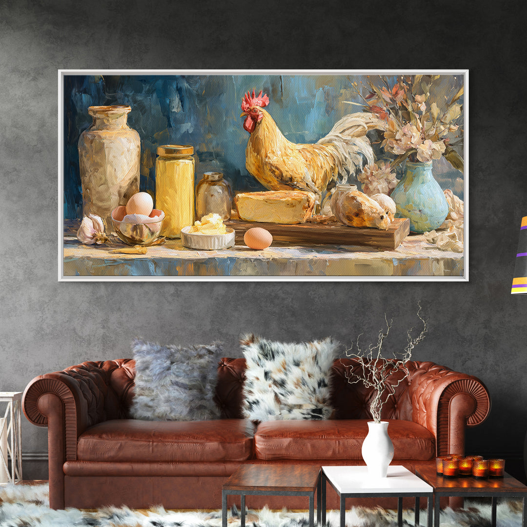 Rooster Portrait for Country Kitchen Charm Framed Canvas Print, Kitchen Art, Kitchen Wall Decor, Kitchen Decor, Kitchen, KIT-2x1-84