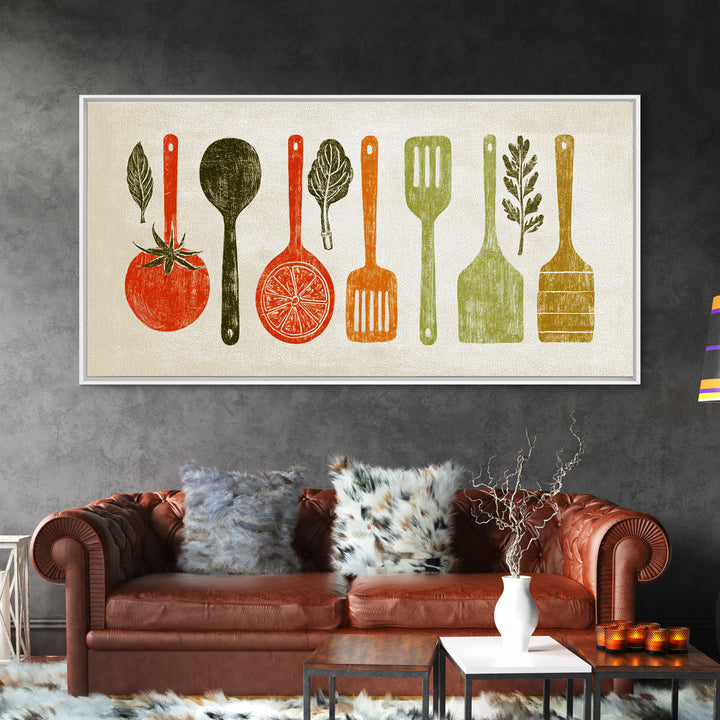 Kitchen Utensil Silhouettes Canvas Print, Kitchen Art, Art Deco, Kitchen Decor, Fine Art, Kitchen, Poster Art, Trendy Wall Art, KIT-2x1-89