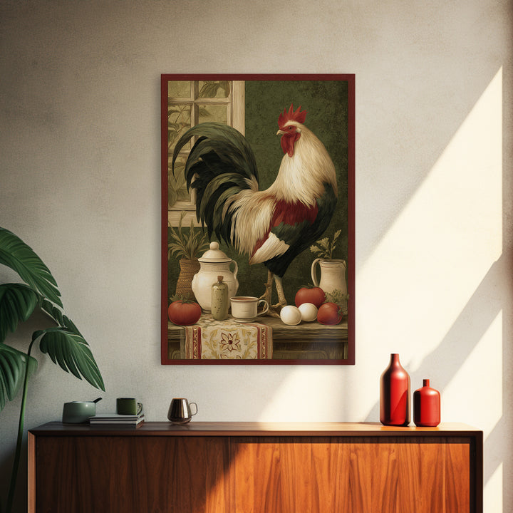 Rooster Portrait for Country Kitchen Charm Framed Canvas Print, Kitchen Art, Trendy Wall Art, Kitchen Decor, Fine Art, Kitchen, KIT-2x3-24
