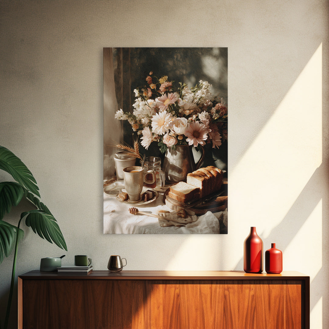 Floral Bouquet in a Kitchen Pitcher Canvas Print, Kitchen Art, Kitchen Print, Kitchen Decor, Fine Art, Kitchen, Art Print, KIT-2x3-32
