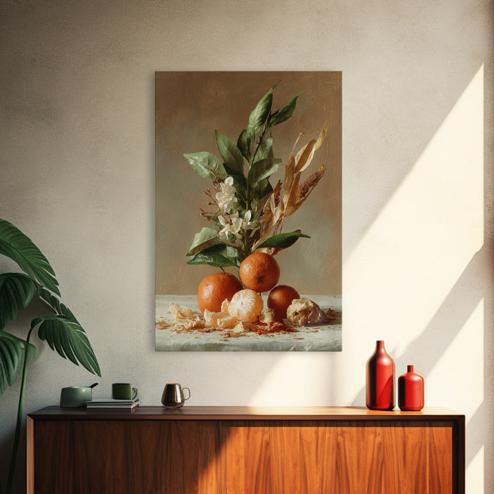 Orange Citrus Botanical Branch Framed Canvas Print, Kitchen Art, Contemporary Art, Kitchen Decor, Kitchen, Kitchen Wall Art, KIT-2x3-43