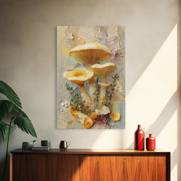 Mushrooms and Thyme Botanical Study Framed Canvas Print, Kitchen Art, Wall Art, Kitchen Decor, Kitchen, Kitchen Wall Art, KIT-2x3-47
