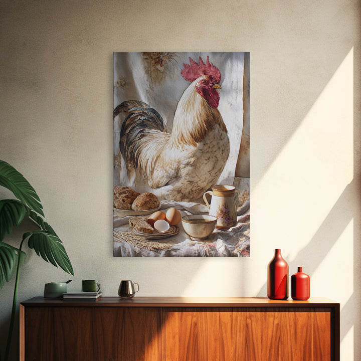 Rooster Portrait for Country Kitchen Charm Framed Canvas Print, Kitchen Art, Boho Decor, Kitchen Decor, Fine Art, Kitchen, KIT-2x3-48