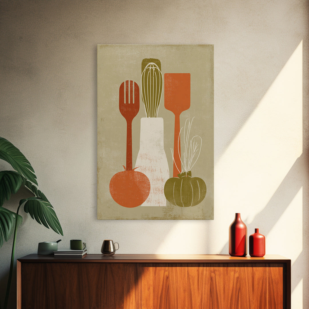 Kitchen Utensil Silhouettes Canvas Print, Kitchen Art, Home Decor, Kitchen Decor, Abstract Art, Kitchen, Digital Print, KIT-2x3-5