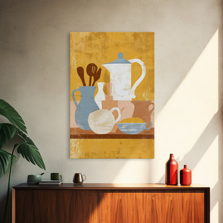 Kitchen Utensil Silhouettes Framed Canvas Print, Kitchen Art, Art Prints, Kitchen Decor, Abstract Art, Kitchen, Modern Art, KIT-2x3-53