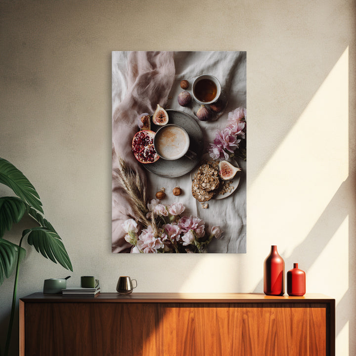 Figs Pomegranates and Linen Composition Canvas Print, Kitchen Art, Minimalist Decor, Kitchen Decor, Abstract Art, Kitchen, KIT-2x3-54