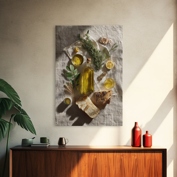Olive Oil Bottle and Rosemary Branch Canvas Print, Kitchen Art, Printable Wall Art, Kitchen Decor, Fine Art, Kitchen, KIT-2x3-61