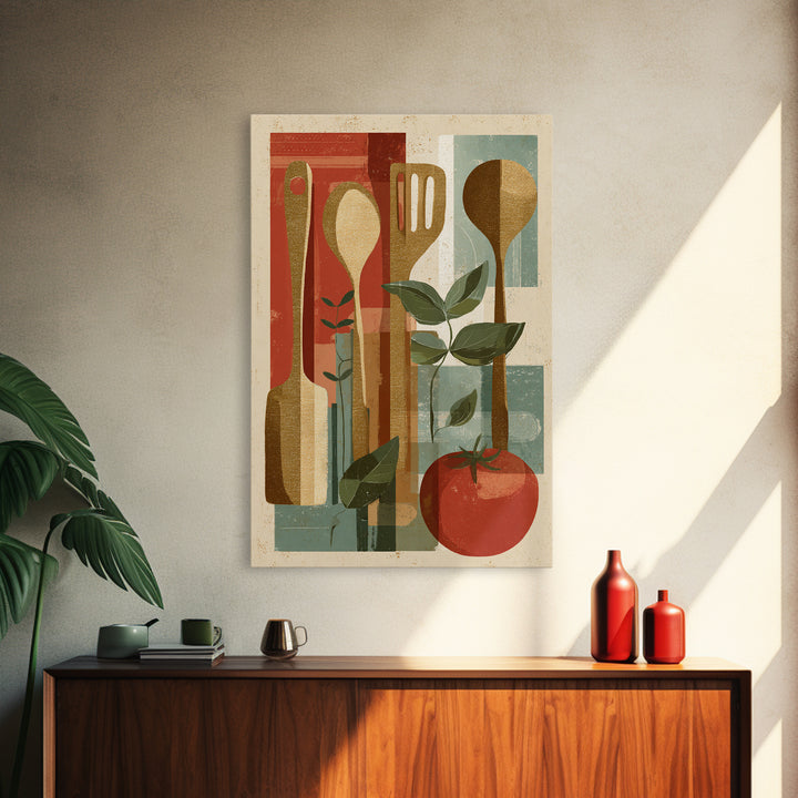 Kitchen Utensil Silhouettes Canvas Print, Kitchen Art, Kitchen Wall Art, Kitchen Decor, Abstract Art, Kitchen, KIT-2x3-77