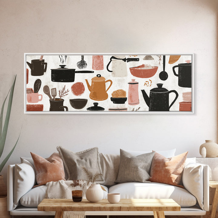 Kitchen Utensil Silhouettes Canvas Print, Kitchen Art, Art Deco, Kitchen Decor, Fine Art, Kitchen, Poster Art, Trendy Wall Art, KIT-3x1-13