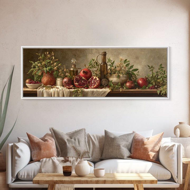 Figs Pomegranates and Linen Composition Canvas Print, Kitchen Art, Kitchen Art Print, Kitchen Decor, Abstract Art, Kitchen, KIT-3x1-14