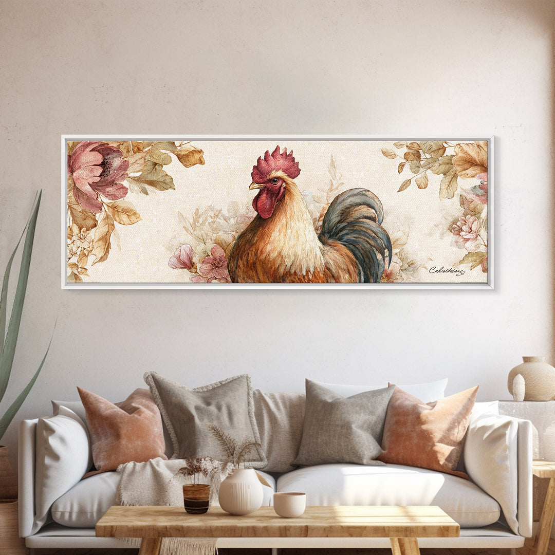Rooster Portrait for Country Kitchen Charm Framed Canvas Print, Kitchen Art, Kitchen Art Print, Kitchen Decor, Kitchen, KIT-3x1-32