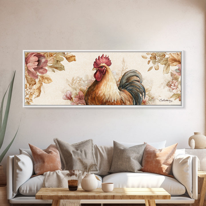 Rooster Portrait for Country Kitchen Charm Framed Canvas Print, Kitchen Art, Kitchen Art Print, Kitchen Decor, Kitchen, KIT-3x1-32