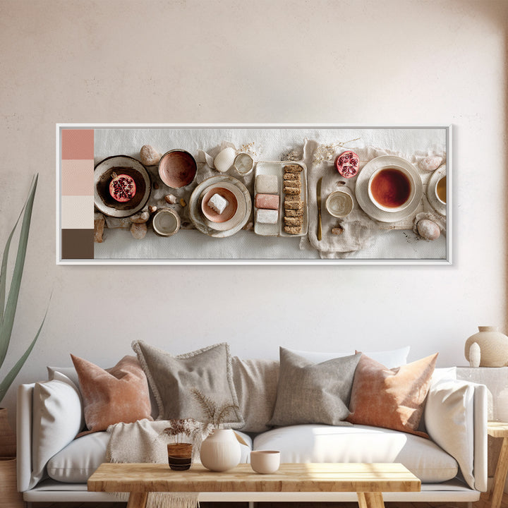 Figs Pomegranates and Linen Composition Canvas Print, Kitchen Art, Digital Art, Kitchen Decor, Kitchen, Minimalist Wall Art, KIT-3x1-38