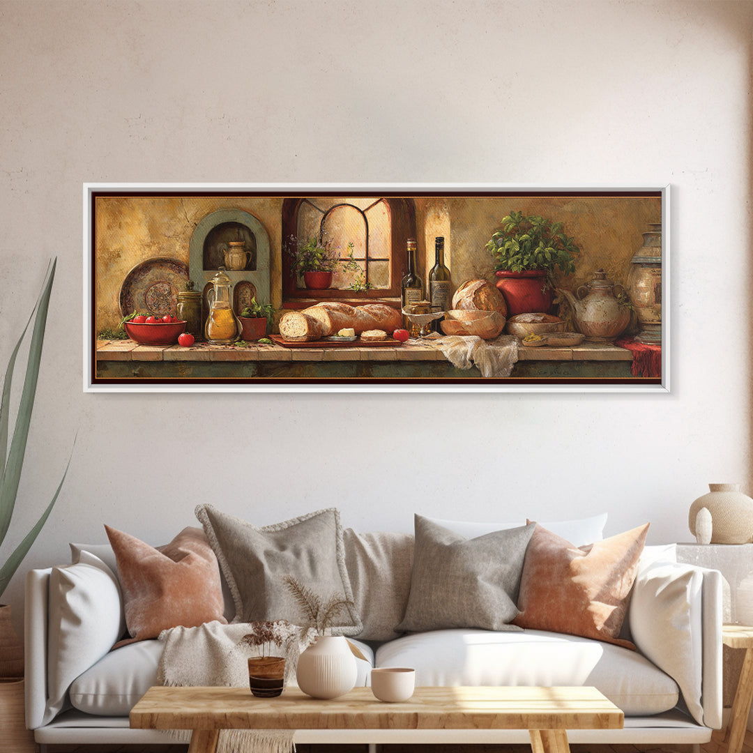 Fresh Bread with Butter and Honey Framed Canvas Print, Kitchen Art, Kitchen Wall Art, Kitchen Decor, Fine Art, Kitchen, KIT-3x1-58