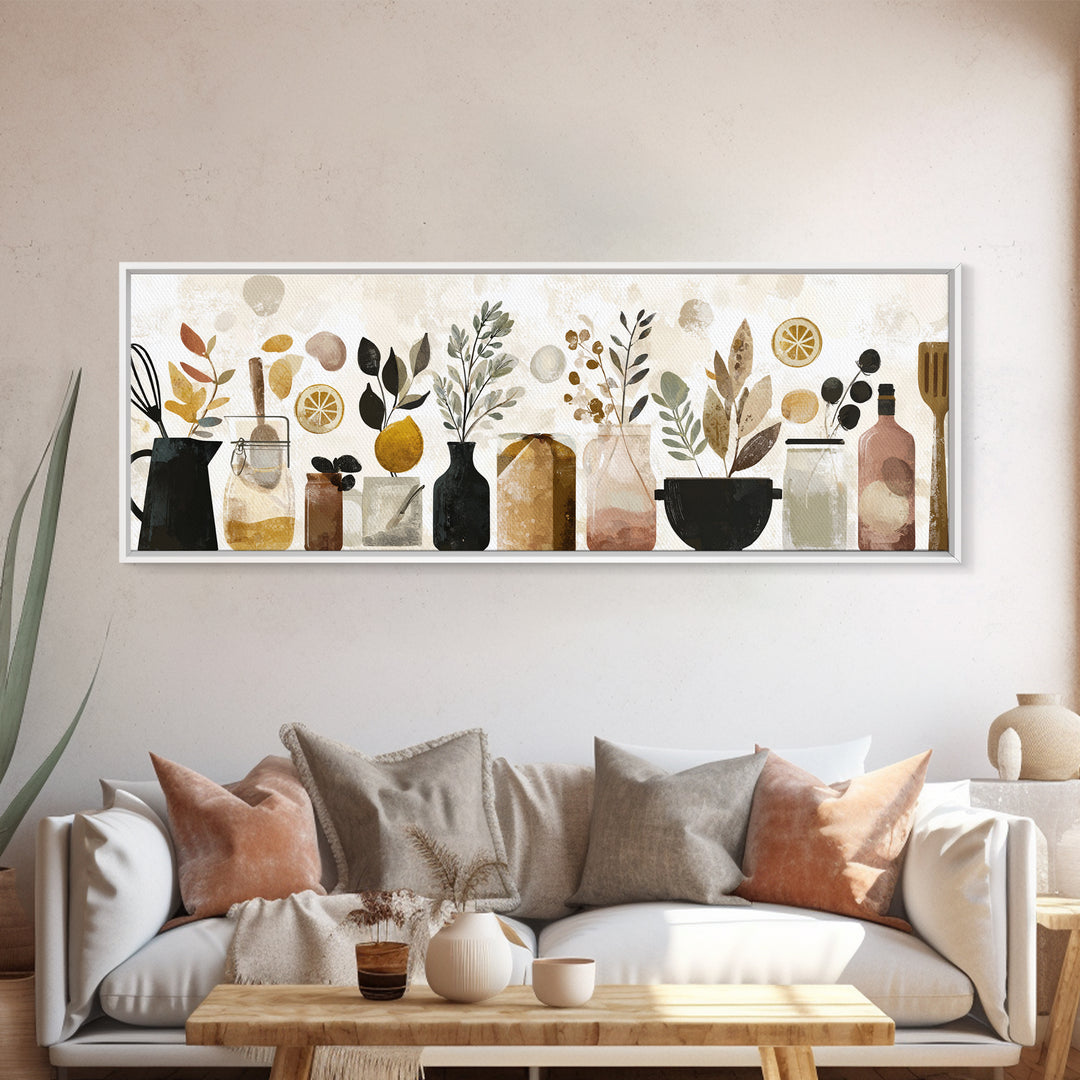 Kitchen Utensil Silhouettes Canvas Print, Kitchen Art, Kitchen Prints, Kitchen Decor, Abstract Art, Kitchen, Statement Artwork, KIT-3x1-85