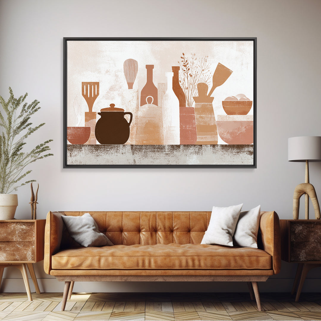 Kitchen Utensil Silhouettes Canvas Print, Kitchen Art, Kitchen Wall Art, Kitchen Decor, Abstract Art, Kitchen, KIT-3x2-1