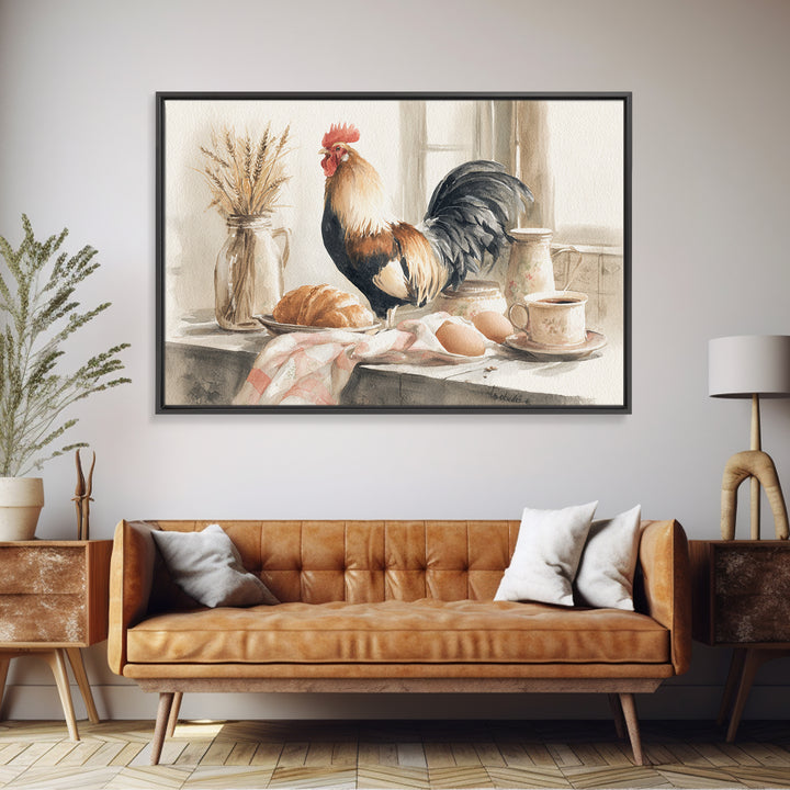 Rooster Portrait for Country Kitchen Charm Framed Canvas Print, Kitchen Art, Printable Art, Kitchen Decor, Oil Painting, KIT-3x2-20