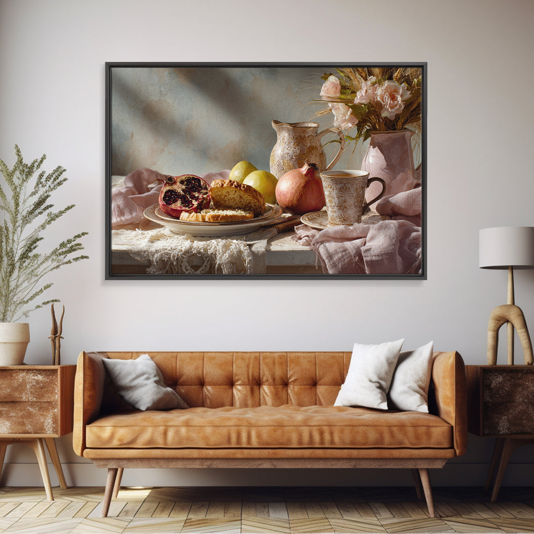 Figs Pomegranates and Linen Composition Canvas Print, Kitchen Art, Digital Wall Art, Kitchen Decor, Abstract Art, Kitchen, KIT-3x2-26