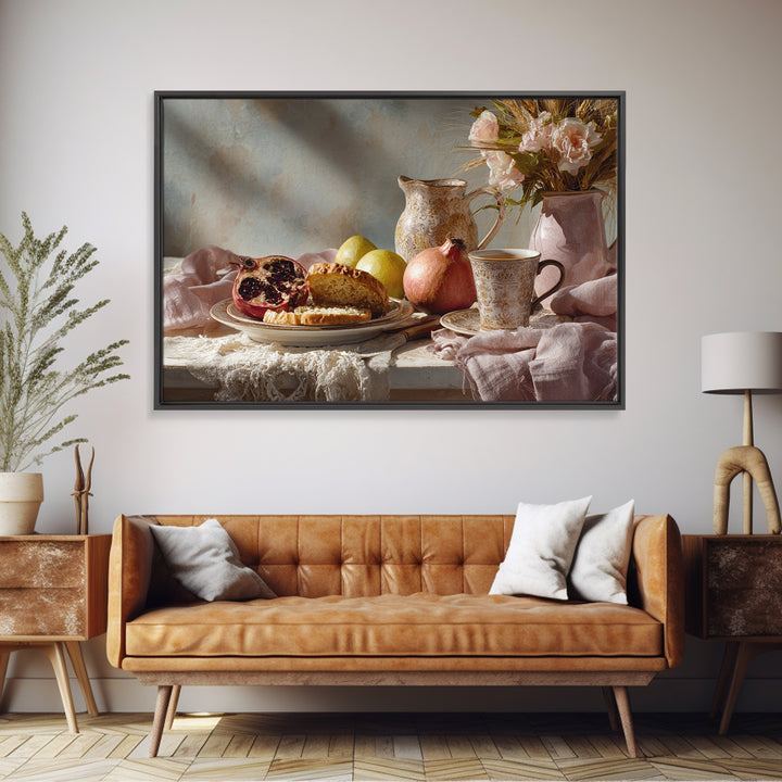 Figs Pomegranates and Linen Composition Canvas Print, Kitchen Art, Digital Wall Art, Kitchen Decor, Abstract Art, Kitchen, KIT-3x2-26
