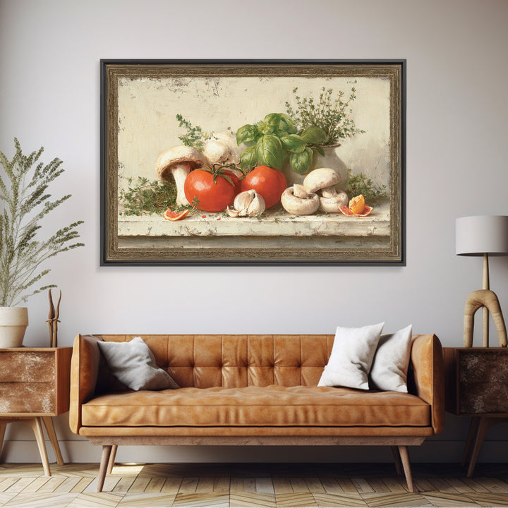 Mushrooms and Thyme Botanical Study Canvas Print, Kitchen Art, Kitchen Art Print, Kitchen Decor, Fine Art, Kitchen, KIT-3x2-43