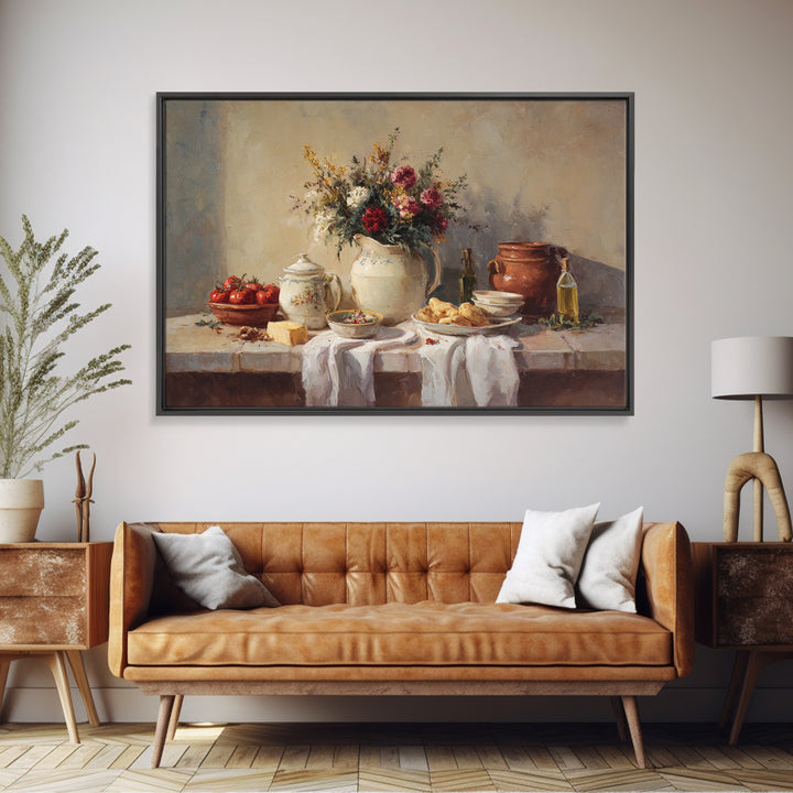 Floral Bouquet in a Kitchen Pitcher Canvas Print, Kitchen Art, Kitchen Decor, Kitchen, Kitchen Art Print, Bar Cart Decor, KIT-3x2-52