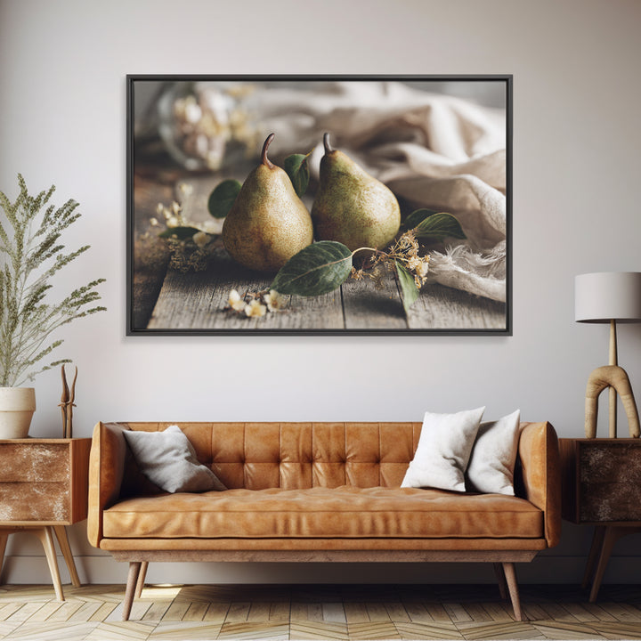 Farmhouse Pears on a Wooden Board Canvas Print, Kitchen Art, Coffee Art, Kitchen Decor, Oil Painting, Kitchen, Fine Art Print, KIT-3x2-61