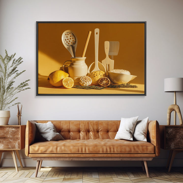 Kitchen Utensil Silhouettes Framed Canvas Print, Kitchen Art, Bar Cart Decor, Kitchen Decor, Abstract Art, Kitchen, KIT-3x2-97