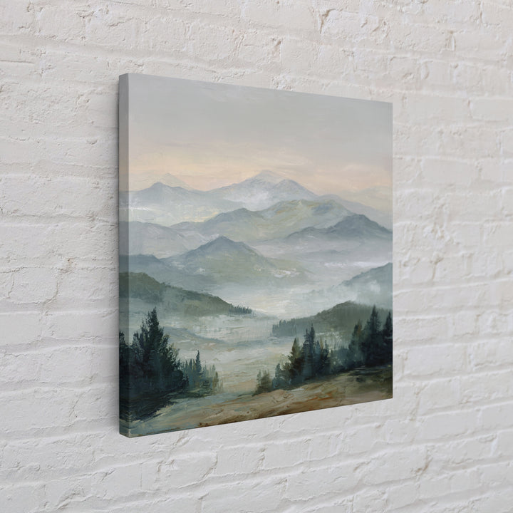 Misty Mountain Valley at Sunrise Canvas Print, Landscape Art, Room Decor, Living Room Decor, Fine Art, Horizon, LAN-1x1-25