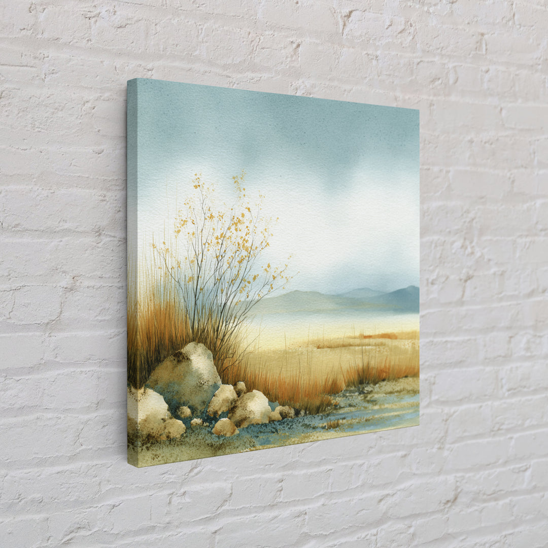 Desert Dunes under Pale Moon Canvas Print, Landscape Art, Boho Wall Art, Living Room Decor, Fine Art, Horizon, Neutral Decor, LAN-1x1-35