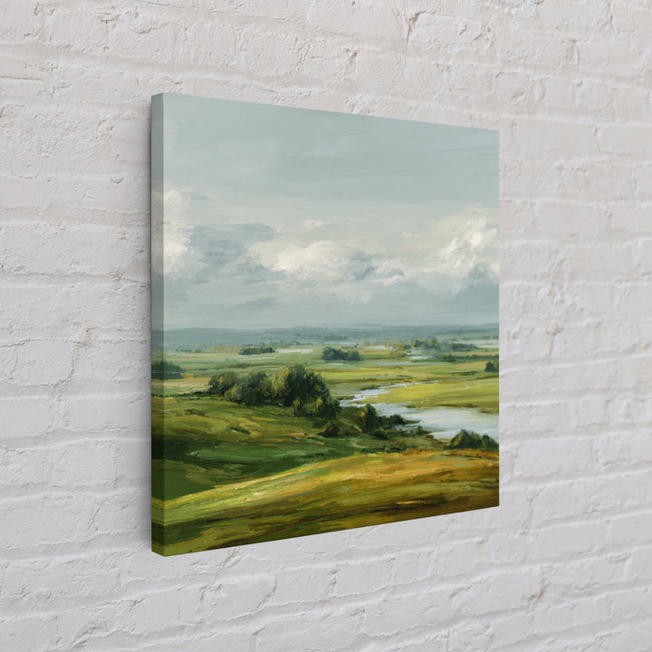 Rolling Green Hills Canvas Print, Landscape Art, Floral Wall Art, Living Room Decor, Fine Art, Horizon, Minimalist Decor, LAN-1x1-54