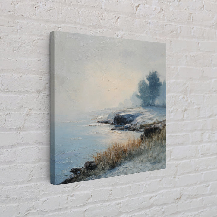 Fjord Landscape with Icy Blue Water Canvas Print, Landscape Art, Luxury Decor, Living Room Decor, Horizon, Digital Art, LAN-1x1-87