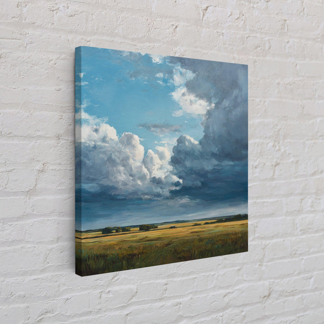Storm Clouds over an Open Prairie Canvas Print, Landscape Art, Decor, Living Room Decor, Oil Painting, Horizon, LAN-1x1-99