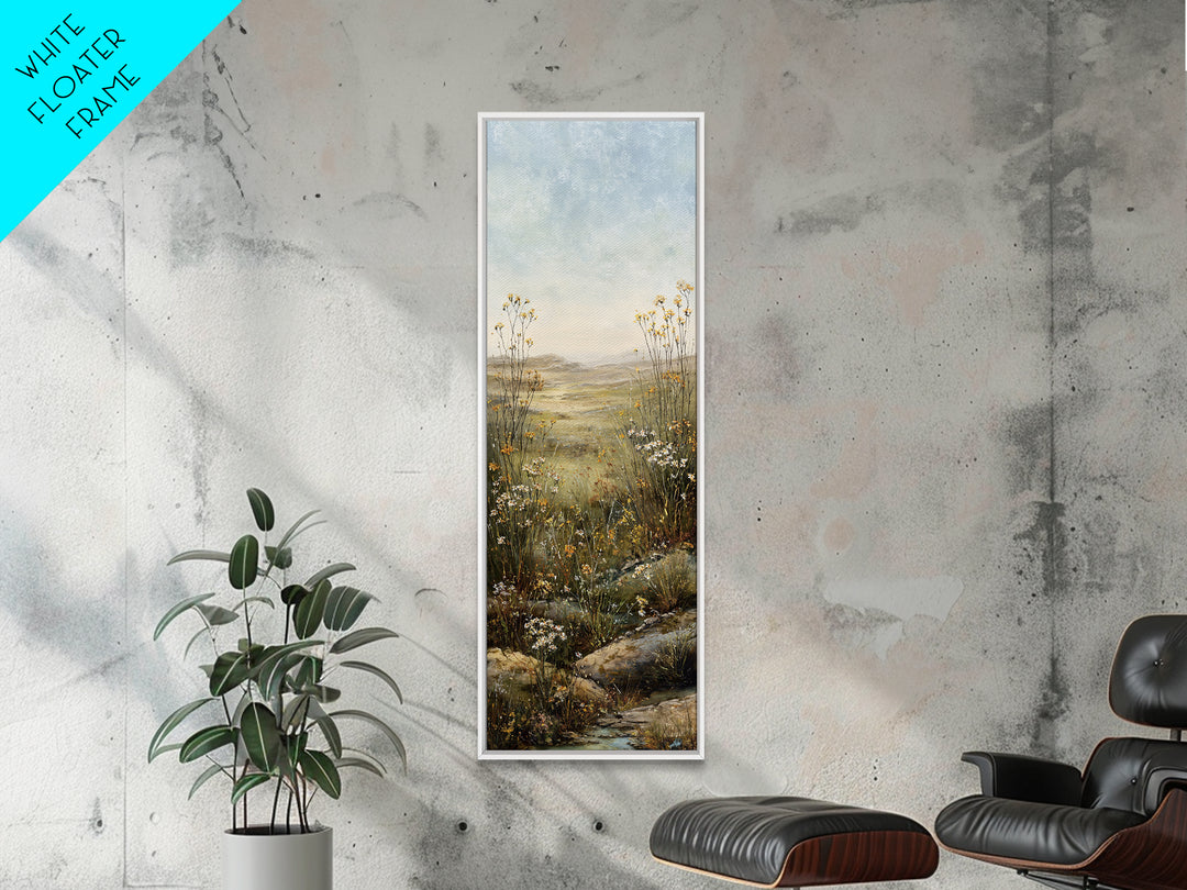 Sunlit Meadow with Wildflowers Canvas Print, Landscape Art, Modern Art, Living Room Decor, Fine Art, Horizon, Contemporary Art, LAN-1x3-1
