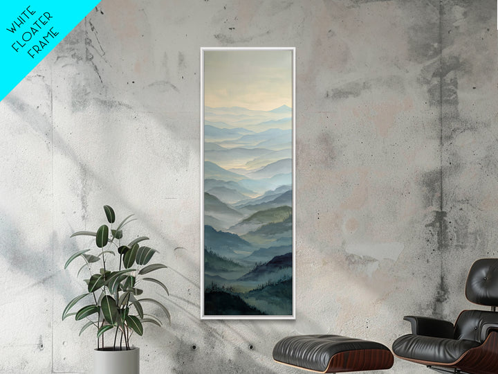 Misty Mountain Valley at Sunrise Canvas Print, Landscape Art, Minimalist Decor, Living Room Decor, Oil Painting, Horizon, LAN-1x3-13