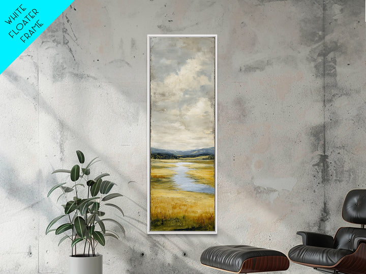Winding River Through Golden Fields Canvas Print, Landscape Art, Gallery Decor, Living Room Decor, Fine Art, Horizon, LAN-1x3-14
