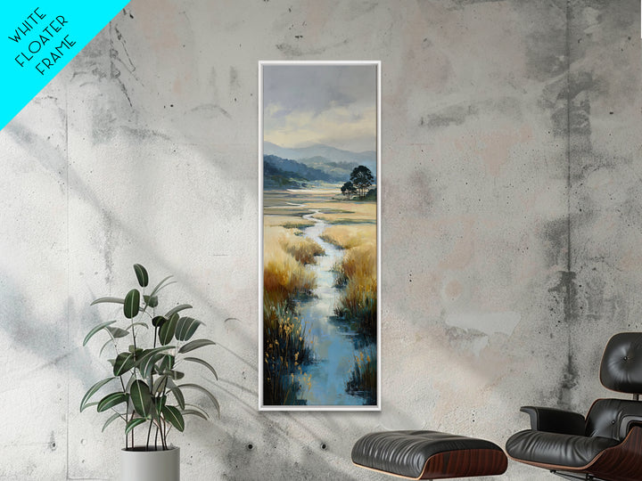 Winding River Through Golden Fields Canvas Print, Landscape Art, Gallery Decor, Living Room Decor, Fine Art, Horizon, LAN-1x3-38