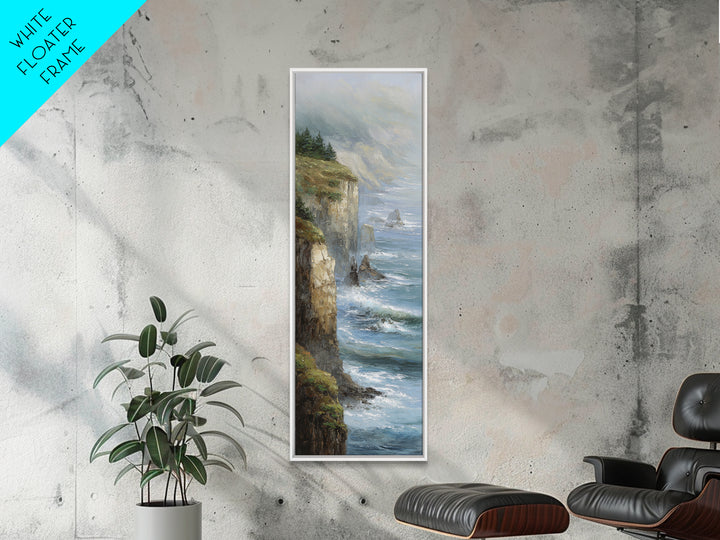 Coastal Cliffs with Crashing Waves Canvas Print, Landscape Art, Printable Wall Art, Living Room Decor, Oil Painting, Horizon, LAN-1x3-44