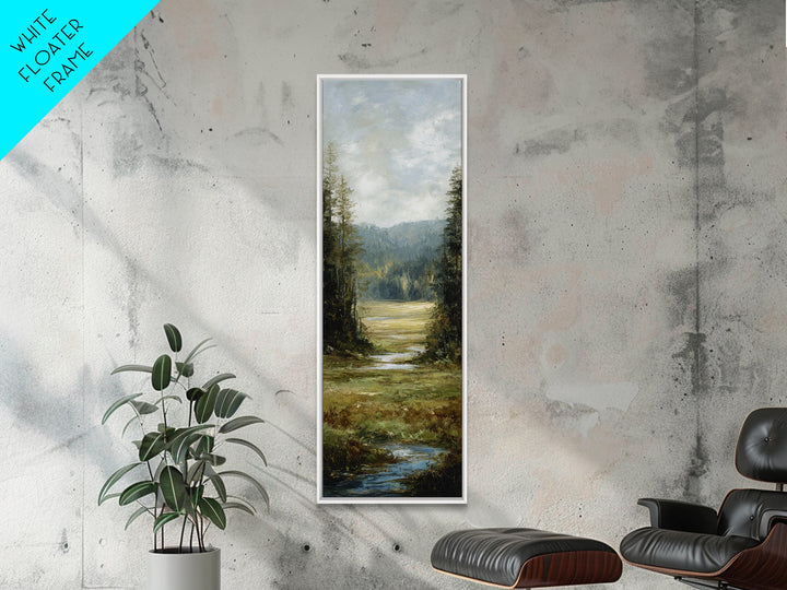 Waterfall Hidden in Dense Forest Canvas Print, Landscape Art, Original Painting, Living Room Decor, Fine Art, Horizon, LAN-1x3-48