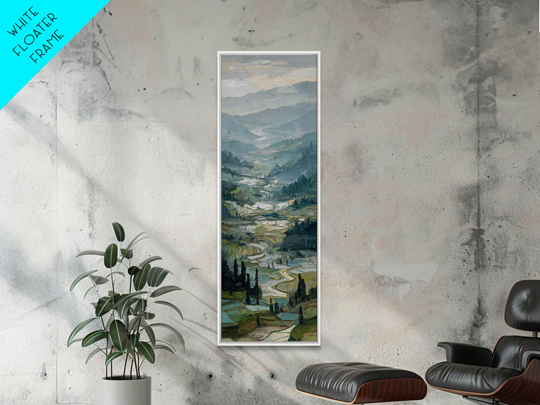 Rice Terraces Glowing Canvas Print, Landscape Art, Wall Art Print, Living Room Decor, Horizon, Boho Decor, Luxury Decor, LAN-1x3-6