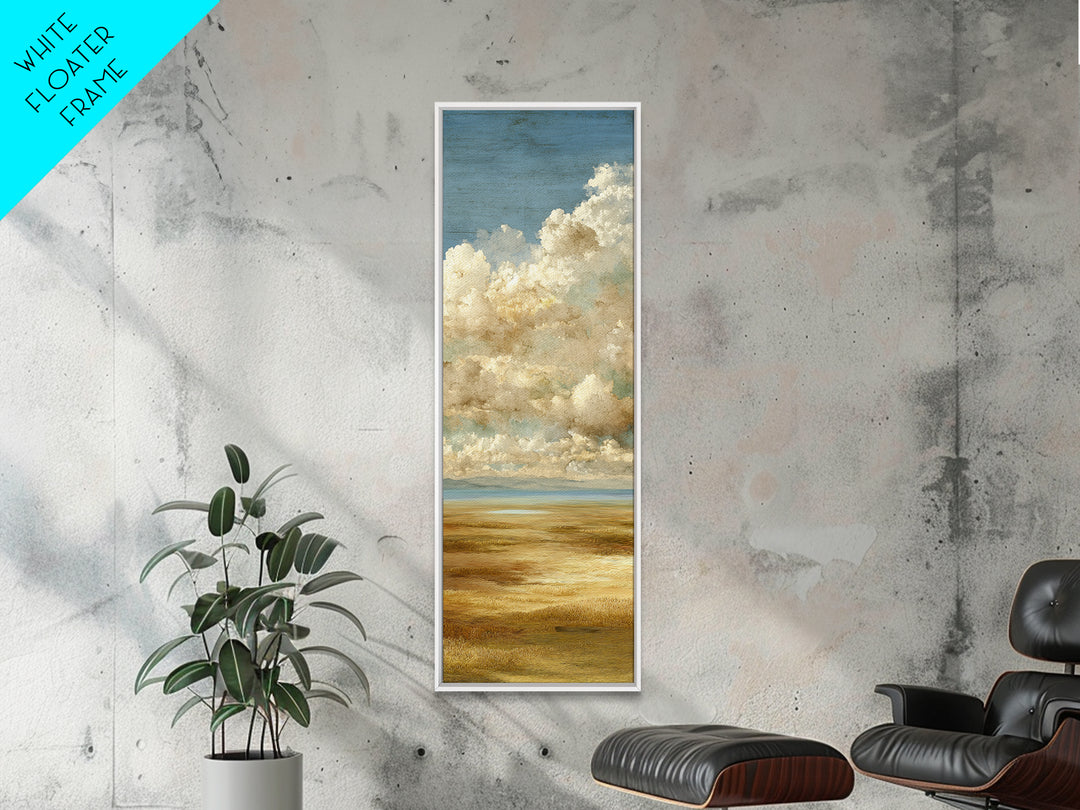 Golden Wheat Field Beneath Huge Clouds Canvas Print, Landscape Art, Original Art, Living Room Decor, Fine Art, Horizon, LAN-1x3-60
