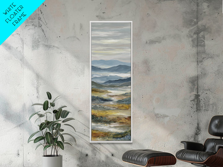 Misty Mountain Valley at Sunrise Framed Canvas Print, Landscape Art, Digital Prints, Living Room Decor, Fine Art, Horizon, LAN-1x3-61