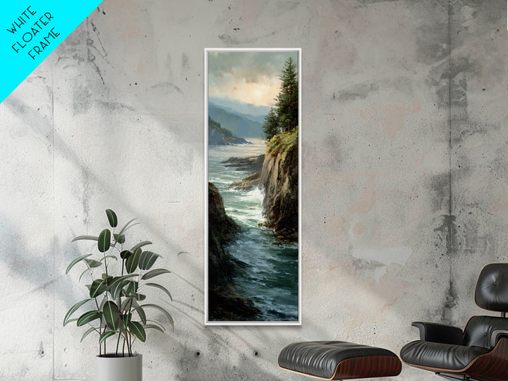 Coastal Cliffs with Crashing Waves Canvas Print, Landscape Art, Boho Wall Art, Living Room Decor, Horizon, Neutral Decor, LAN-1x3-68