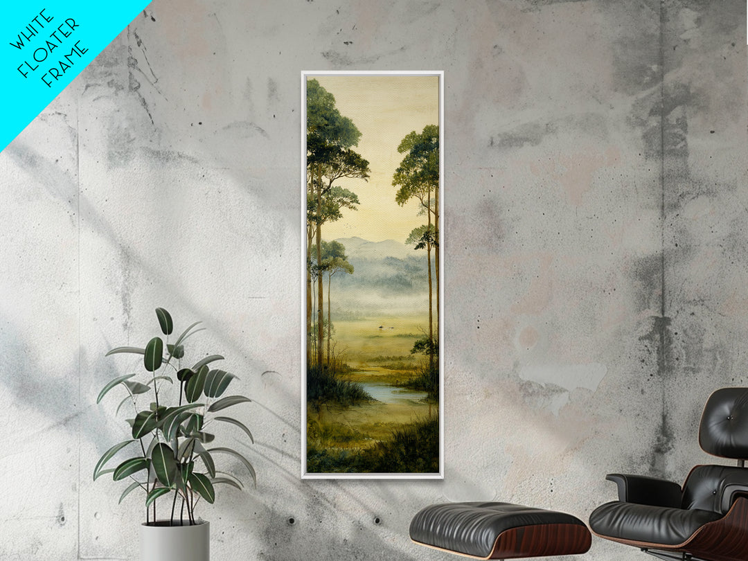 Misty Cypress Swamp Canvas Print, Landscape Art, Boho Decor, Living Room Decor, Fine Art, Horizon, Art Prints, Digital Art, LAN-1x3-82