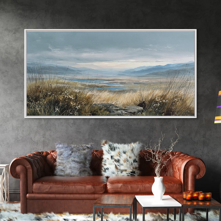 Rocky Scottish Highland Framed Canvas Print, Landscape Art, Art Prints, Living Room Decor, Fine Art, Horizon, Abstract Wall Art, LAN-2x1-13